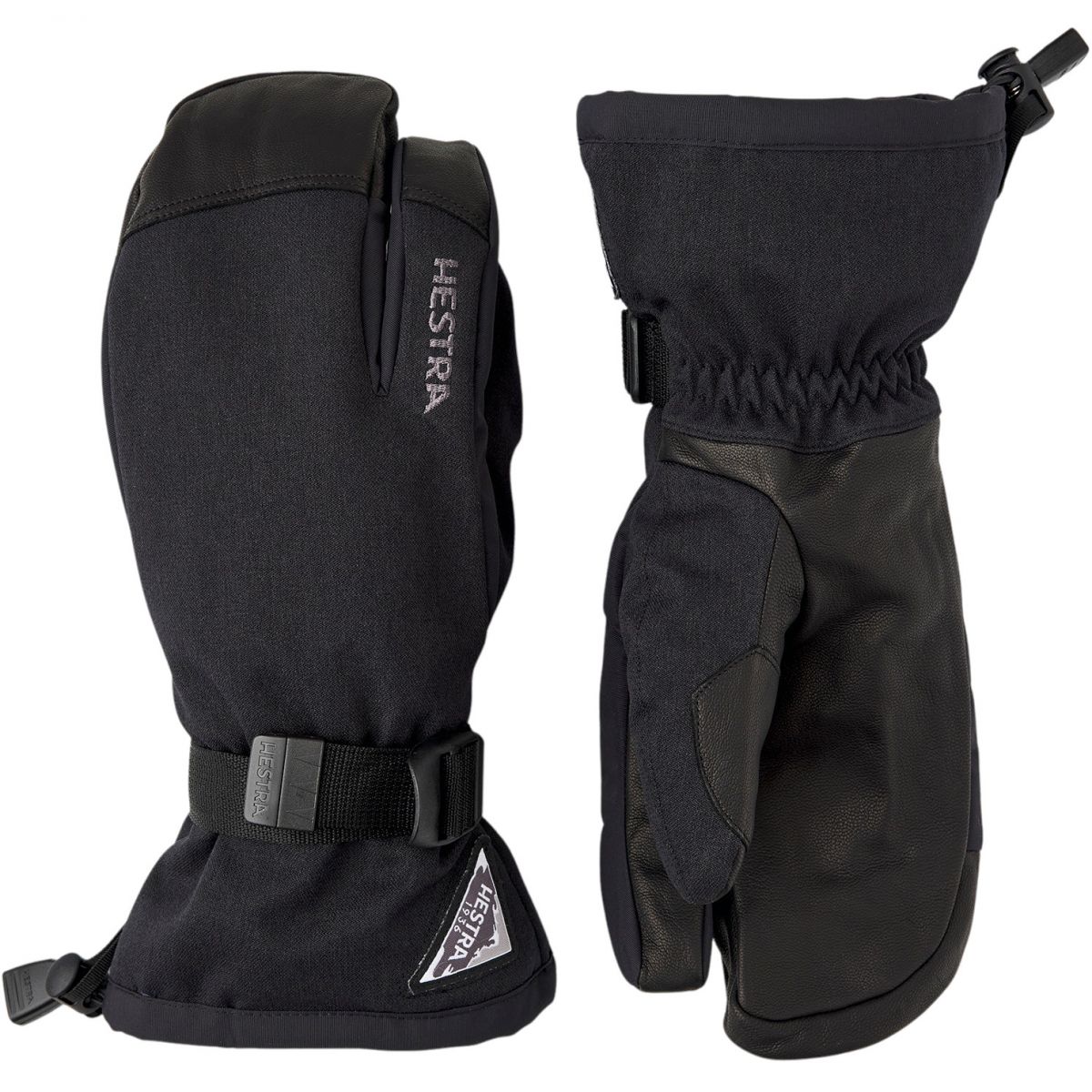 Hestra Powder Gauntlet, 3-sormiset hiihtohanskat, musta