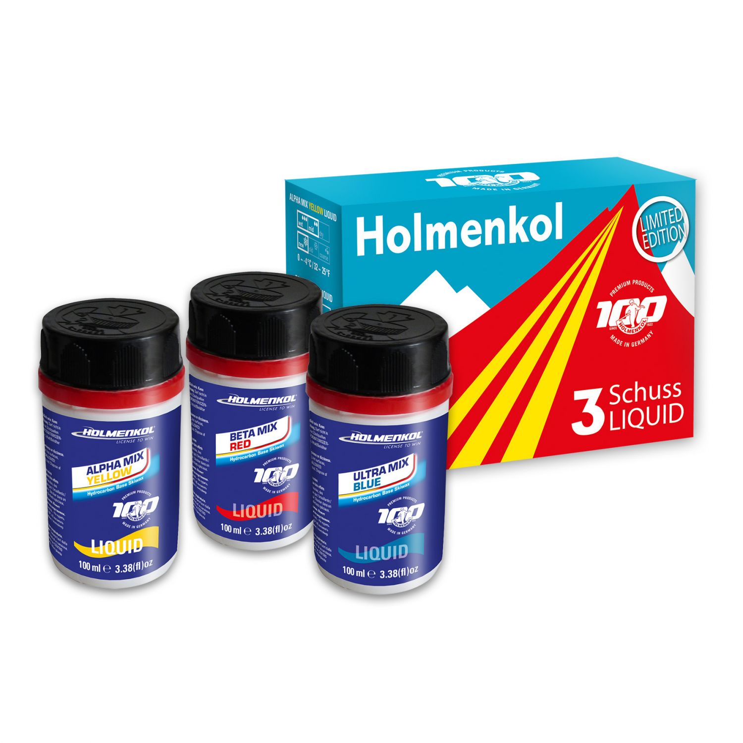 Holmenkol 3 Schuss Liquid vahapakkaus nestettä 3 x 100 ml