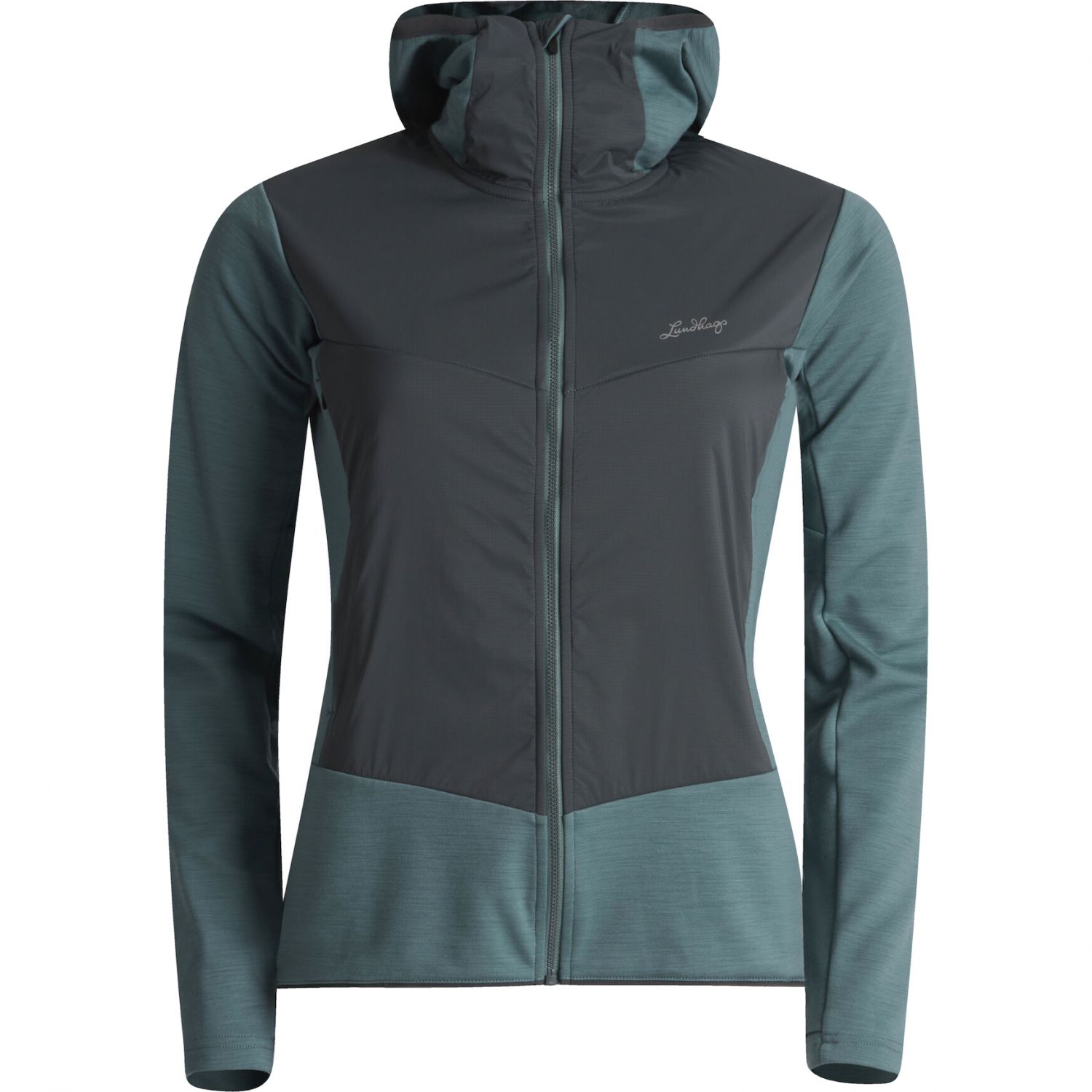 Lundhags Padje Merino Block Hoodie, välikerros, naiset, sininen/harmaa