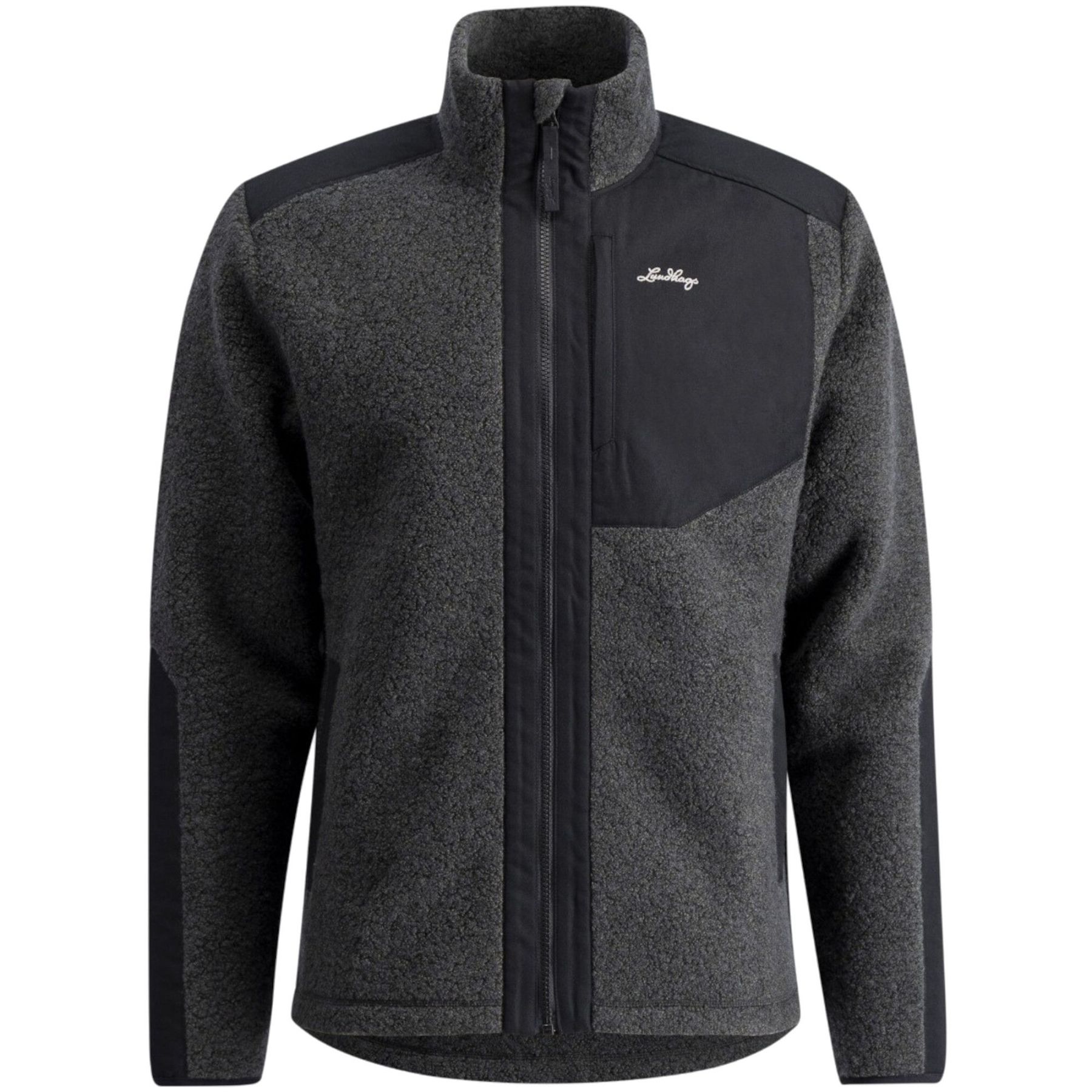 Lundhags Saruk Wool Pile Mid Full Zip, välikerros, miesten, harmaa