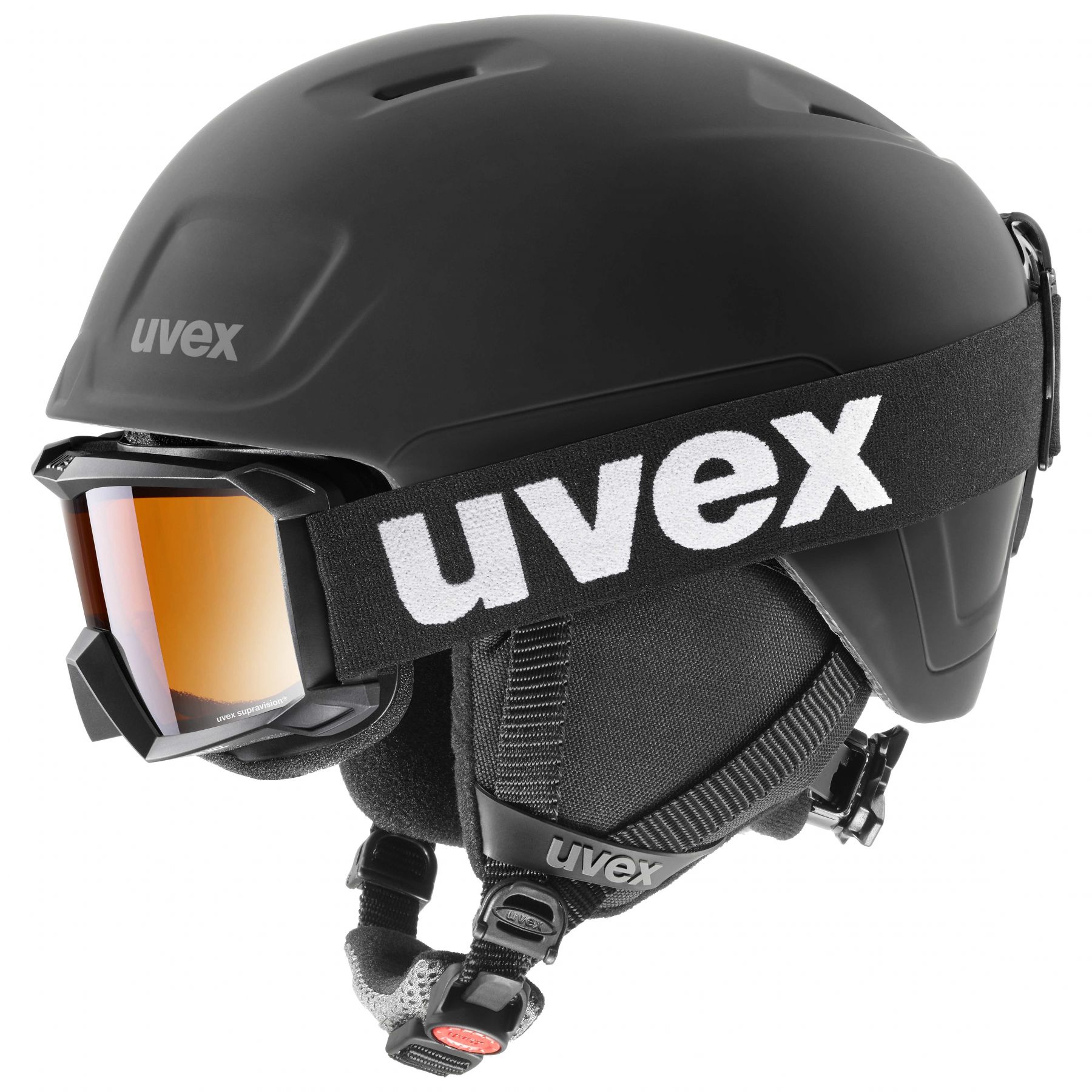 Uvex Heyya Pro Set laskettelukypärä + laskettelulasit juniori musta