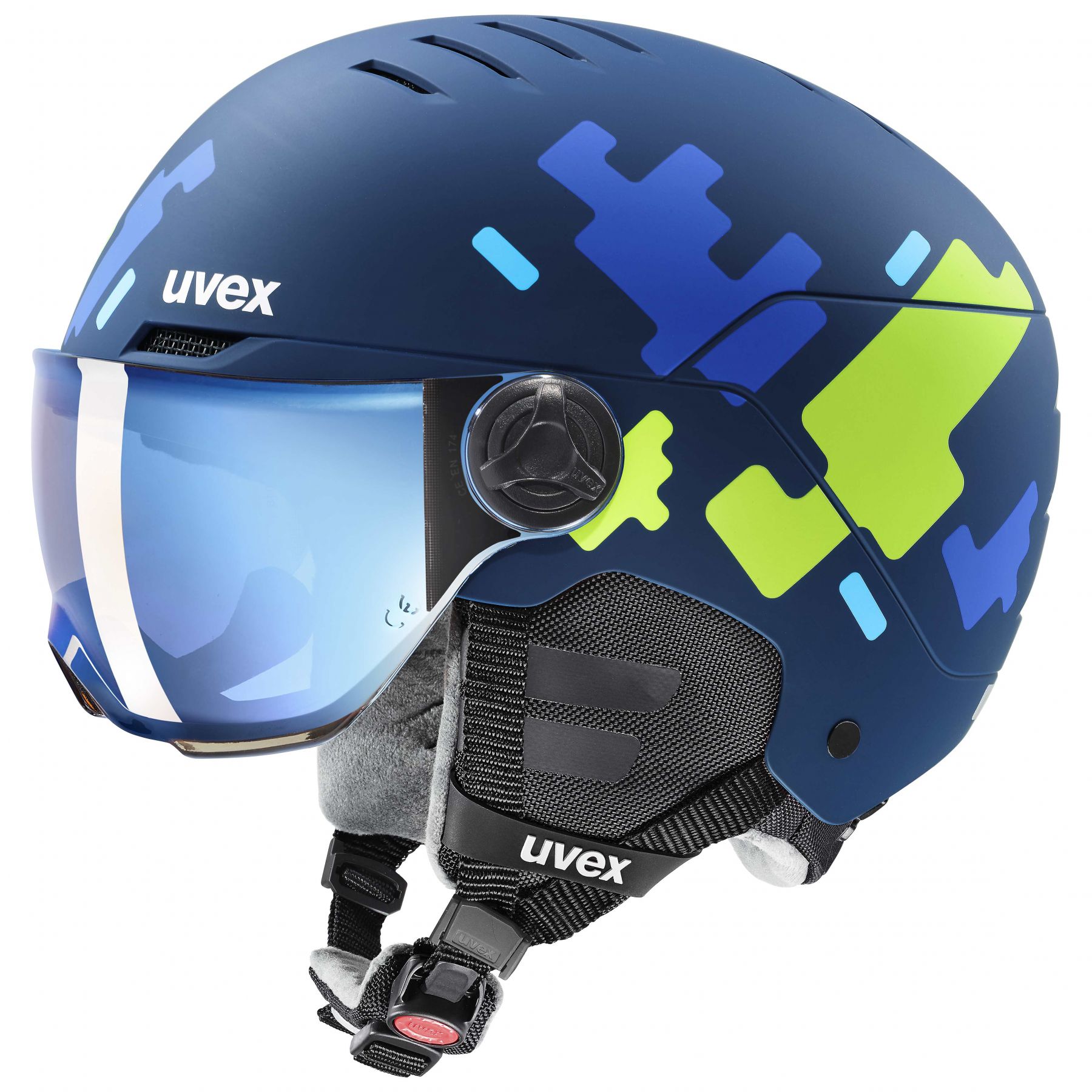 Uvex Rocket JR Visor laskettelukypärä visiirillä juniori tummansininen