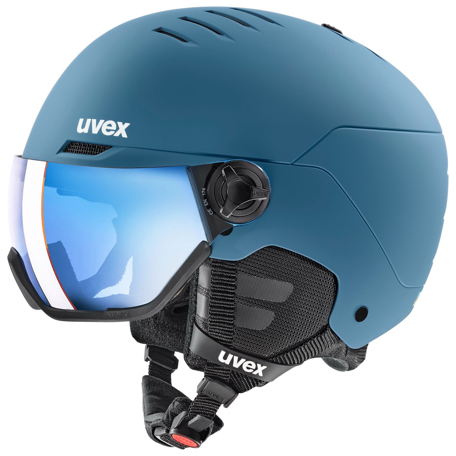 Uvex Wanted Visor laskettelukypärä visiirillä sininen